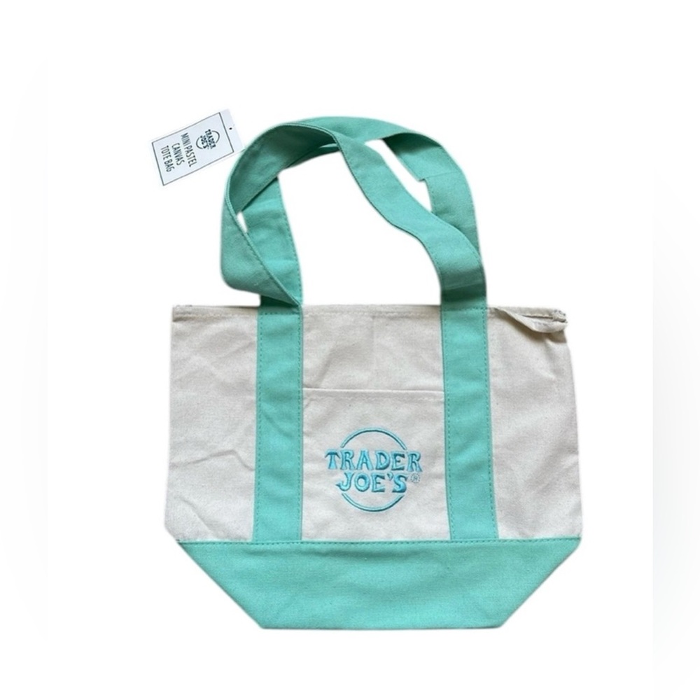 NWT TRADER JOES Pastel Mini Tote in Green